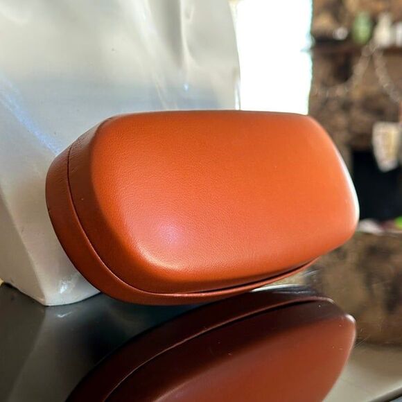 Vtg MISSONI Burnt Orange Leather & Gold Domed Hardshell Sunglasses Glasses Case - Picture 9 of 12